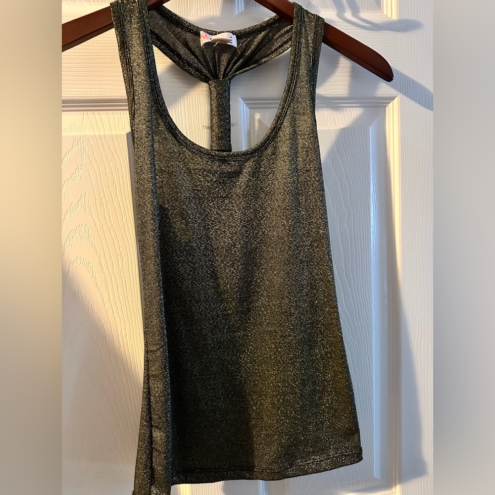 Gold black shimmer tank top small Concert NEW